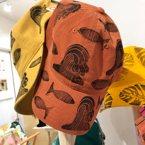 Blockprinted Cap / Rust Ocean