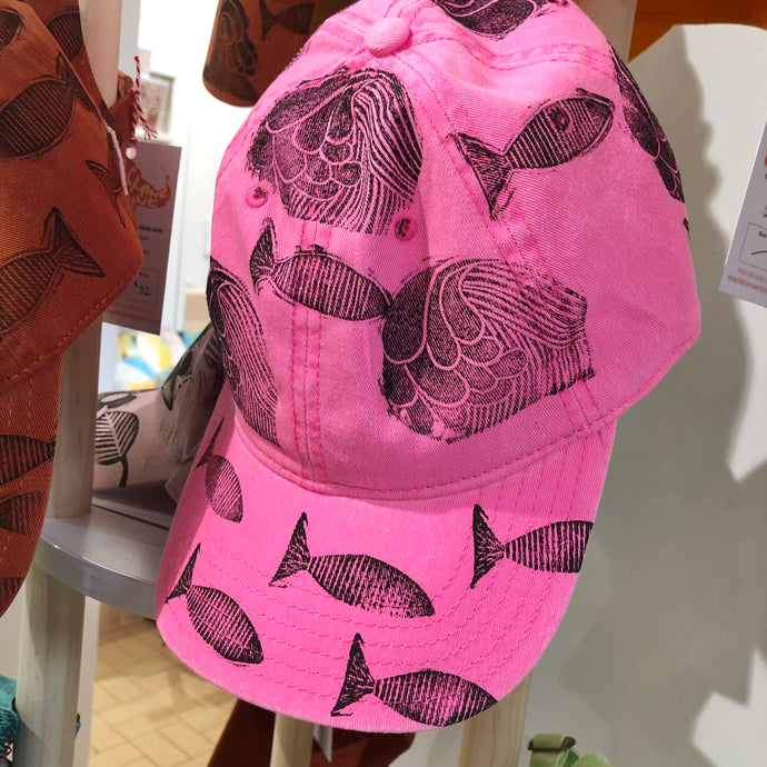 Blockprinted Cap / Hot Pink Ocean