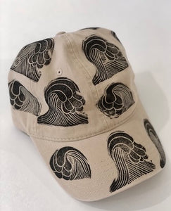 Blockprinted Cap / Khaki Waves
