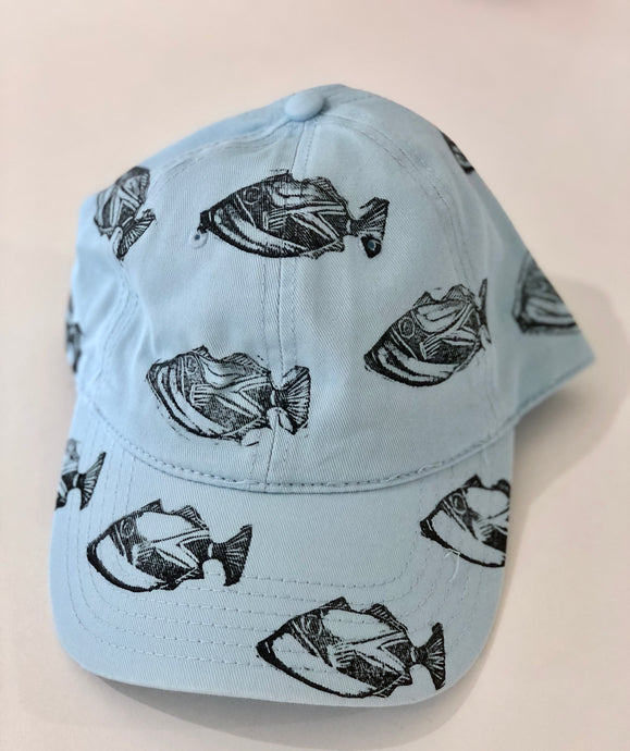 Blockprinted Cap / Sky Blue Humuhumunukunukapua'a