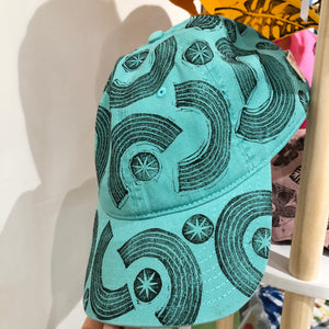 Blockprinted Cap / Turquoise Rainbows