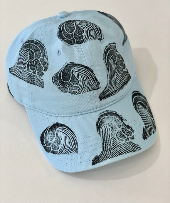 Blockprinted Cap / Sky Blue Waves