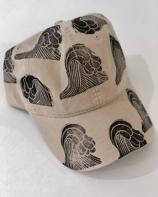 Blockprinted Cap / Khaki Waves