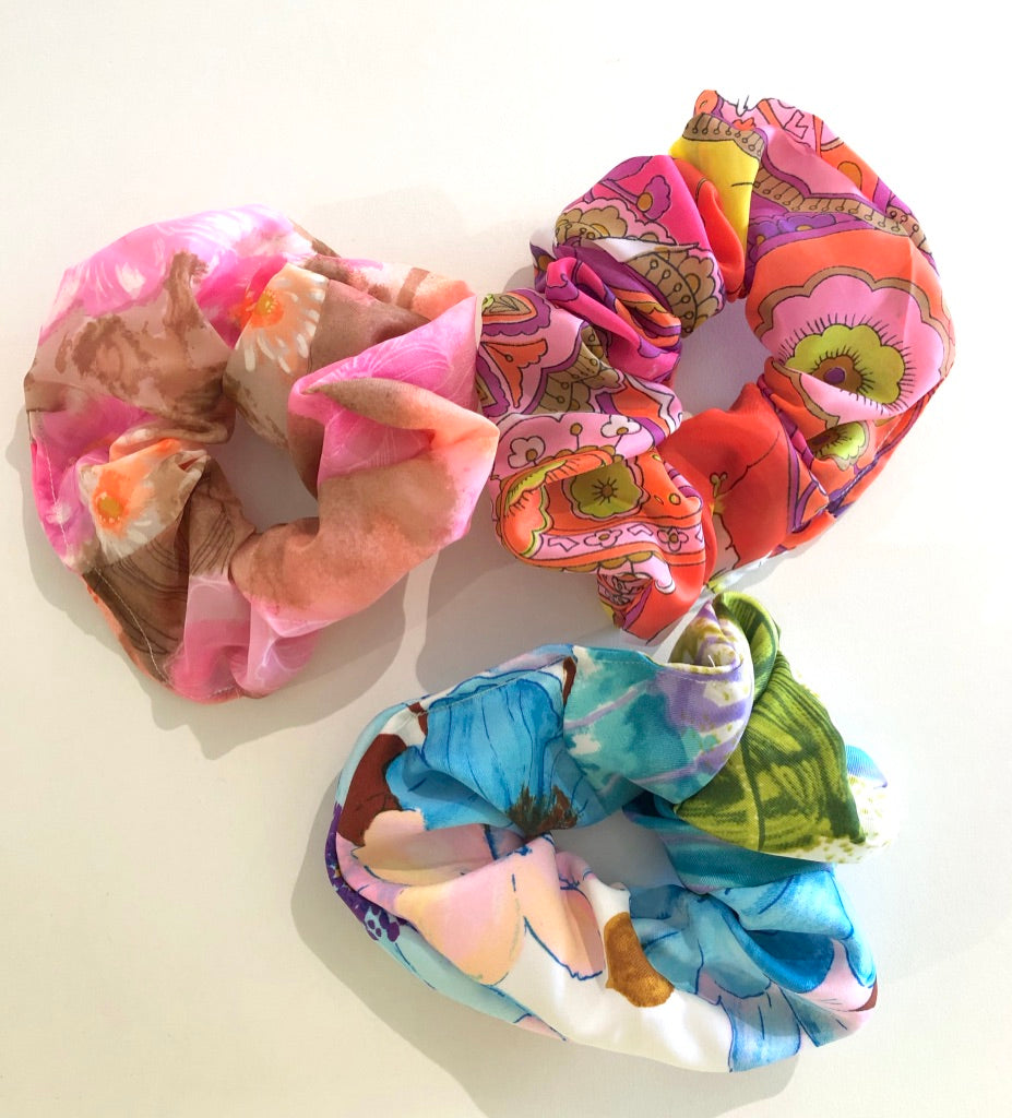 Vintage Fabric Scrunchies (set of 3)