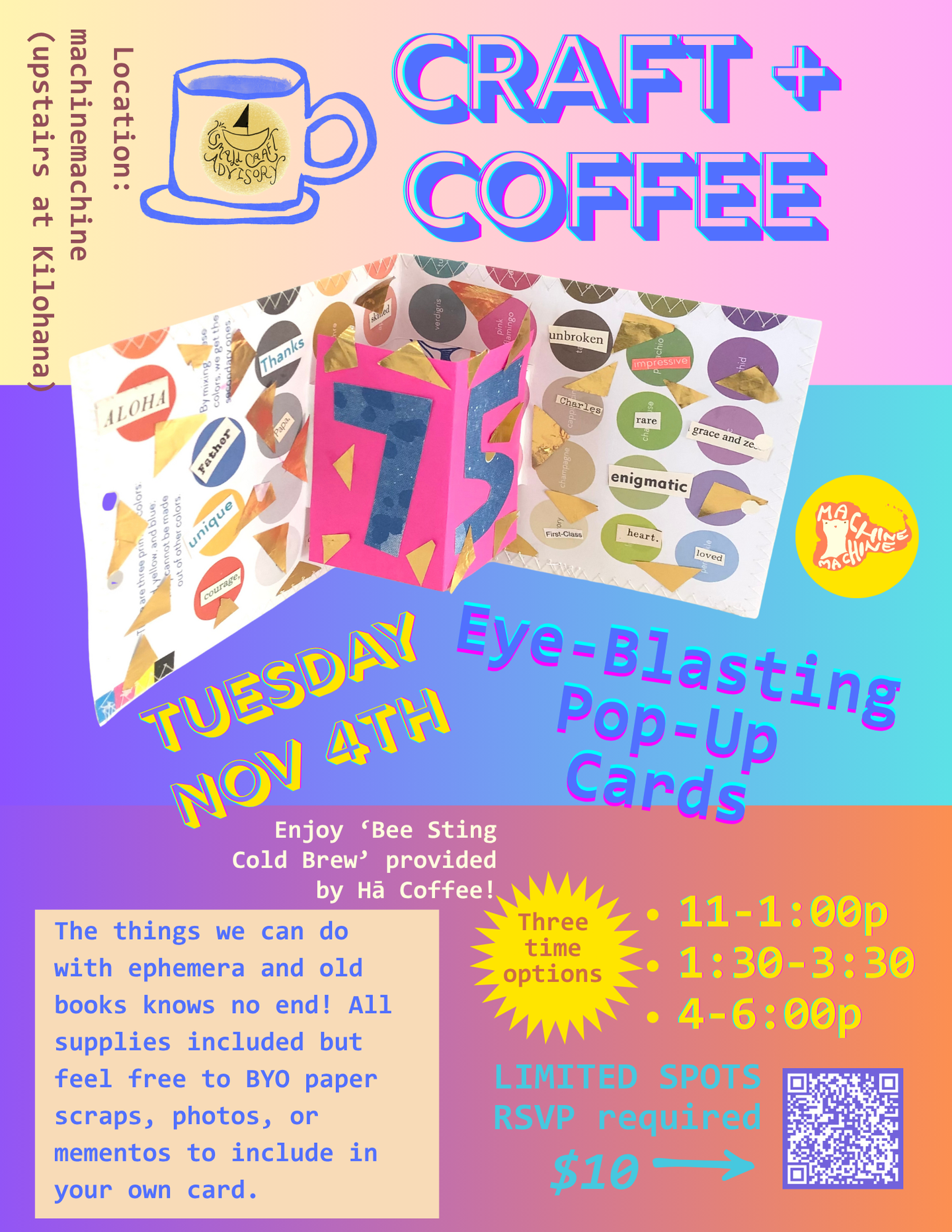 Craft + Coffee // Tuesday November 4th // Eye-Blasting Pop-Up Cards