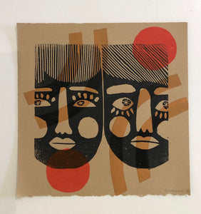 Original Blockprint Art Print "Moody"