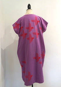Blockprinted Bird Shift Dress // M