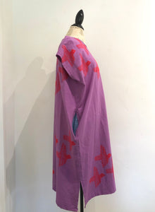 Blockprinted Bird Shift Dress // M