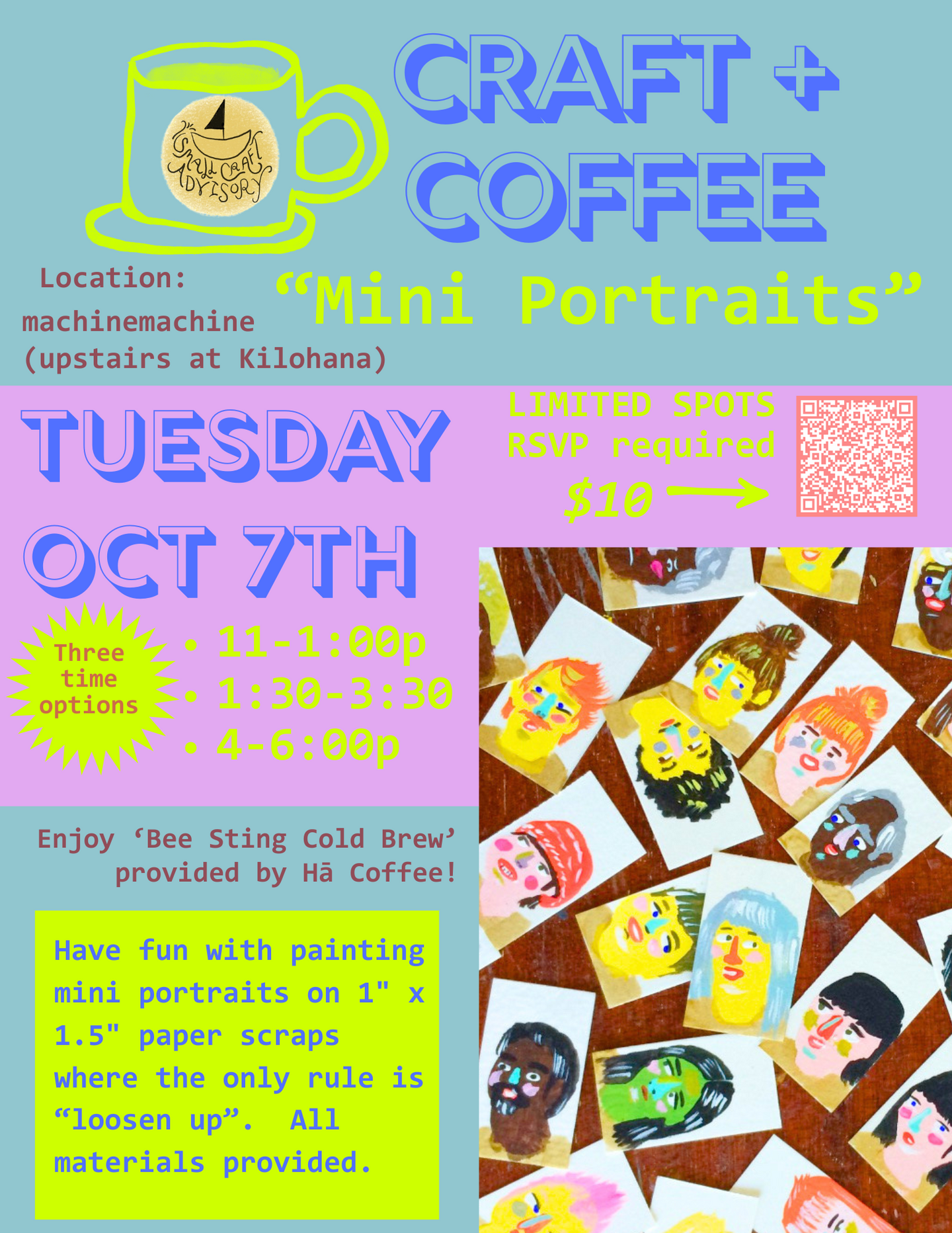 Craft + Coffee // Tuesday October 7th // Mini Portrait Painting